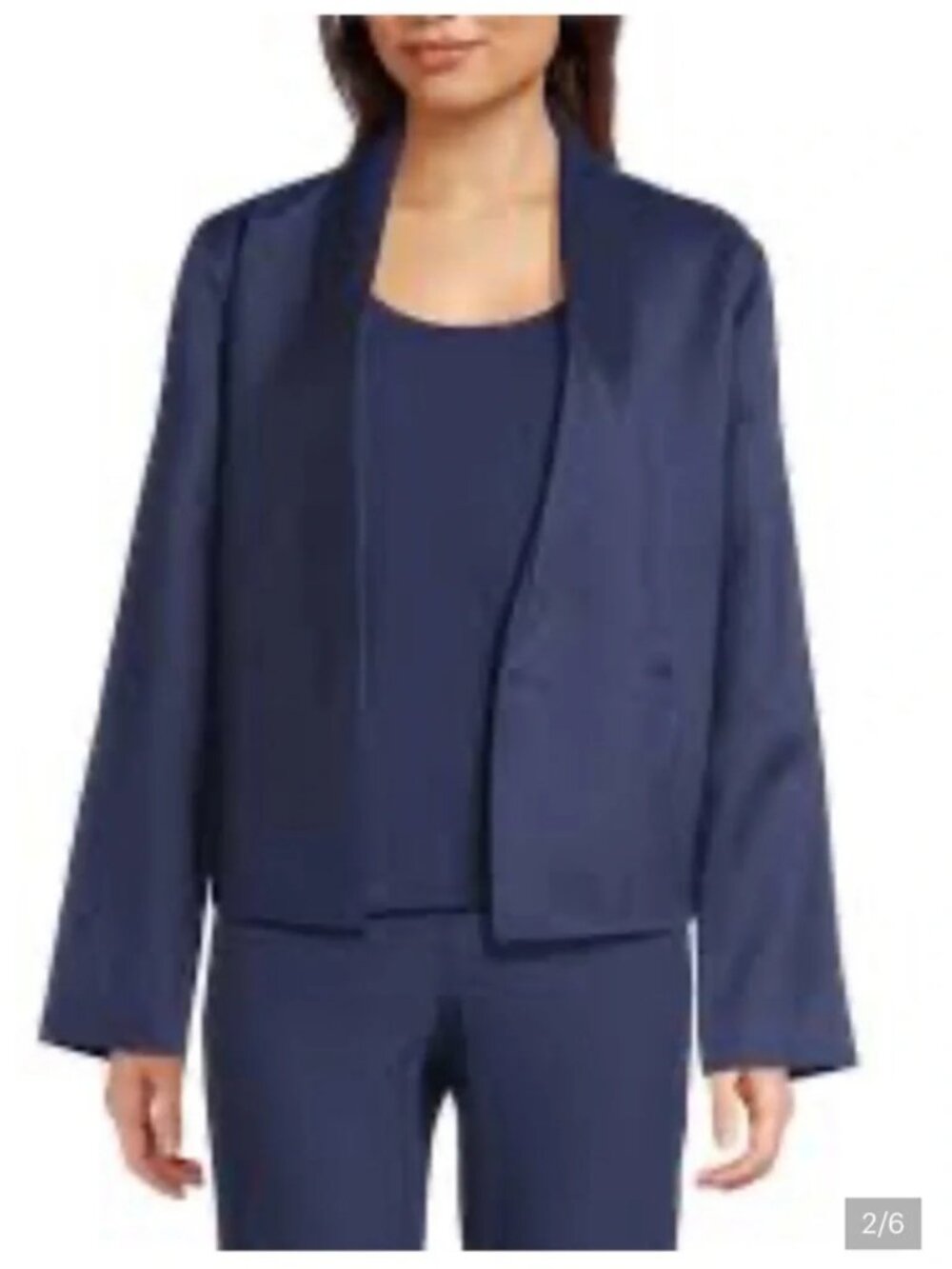 NWT Eileen Fisher BLUET Textured Silk Wave Shawl Collar Jacket